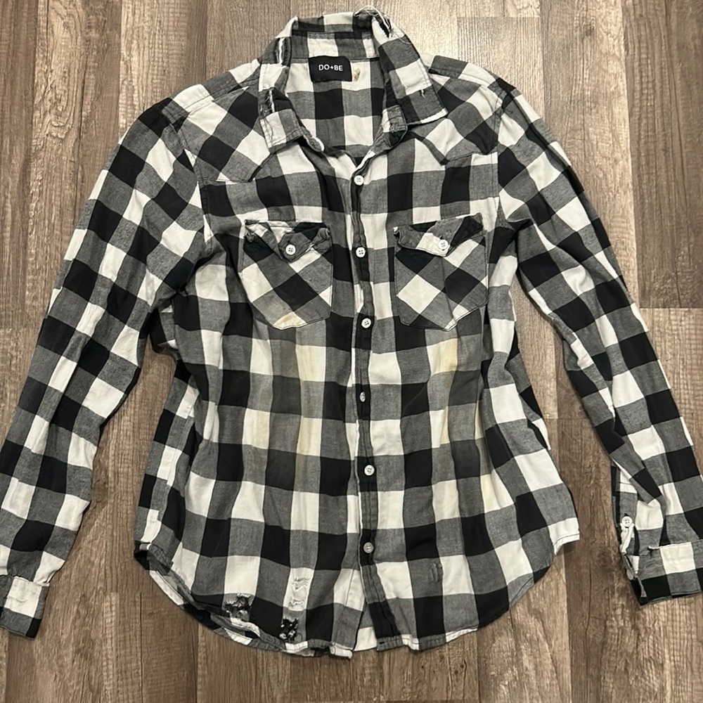 DO+BE Distressed Plaid Nirvana Flannel